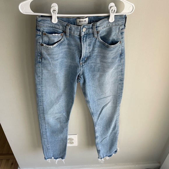 Agolde Merrel Mid-Rise Slim Straight Jeans - Light Wash Astray - Size 25 - Picture 9 of 15